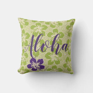 Island Hibiscus Hawaiian Reversible Aloha Throw Pillow