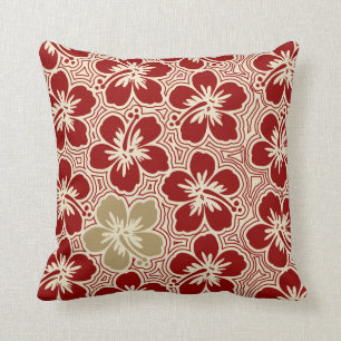 Island Hibiscus Hawaiian Reversible Square Pillow
