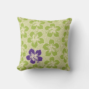 Island Hibiscus Hawaiian Reversible Square Pillow