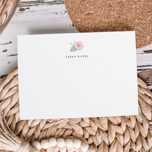 Island Hibiscus Personalized Stationery Flat Card