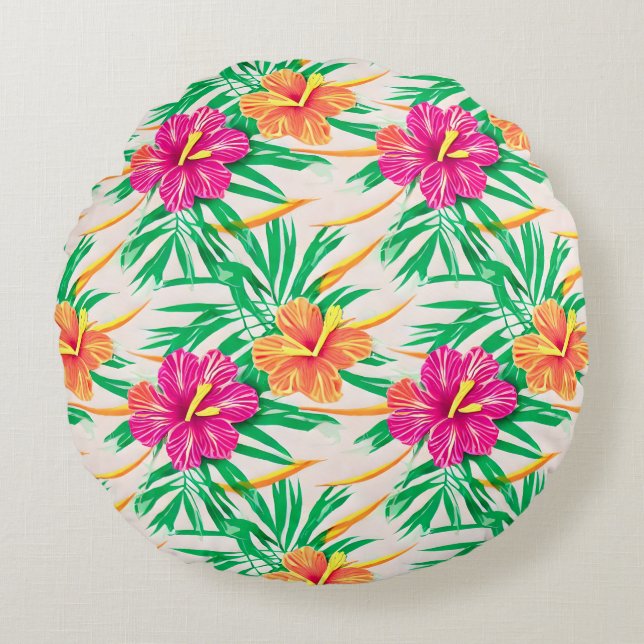 Island Hibiscus Round Pillow (Front)