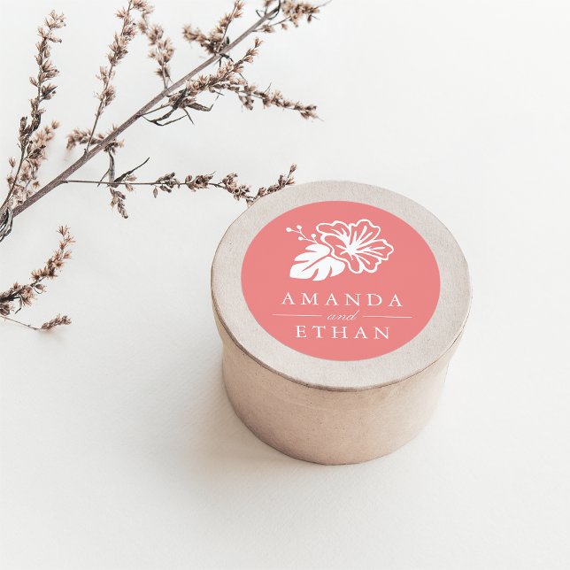 Island Hibiscus Wedding Classic Round Sticker (Creator Uploaded)