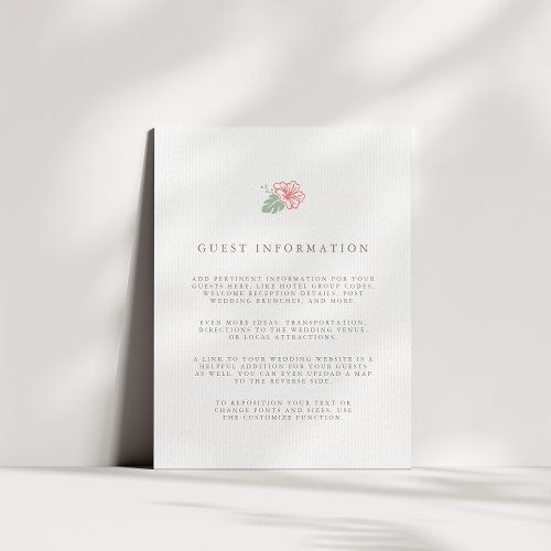 Island Hibiscus Wedding Guest Information Enclosure Card