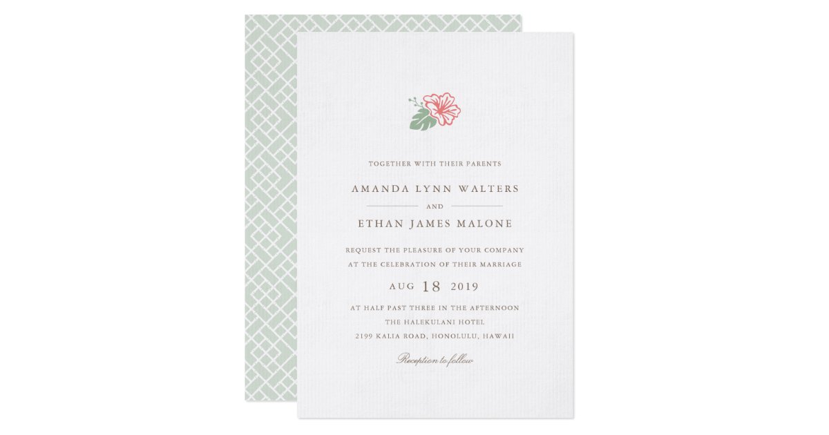 Island Hibiscus Wedding Invitation