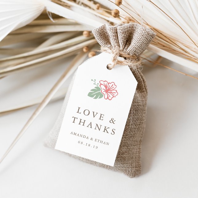 Island Hibiscus Wedding Thank You Favor Gift Tags (Creator Uploaded)