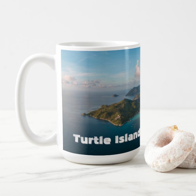 Island Horizons – Sunset over Turtle Island Mug (With Donut)