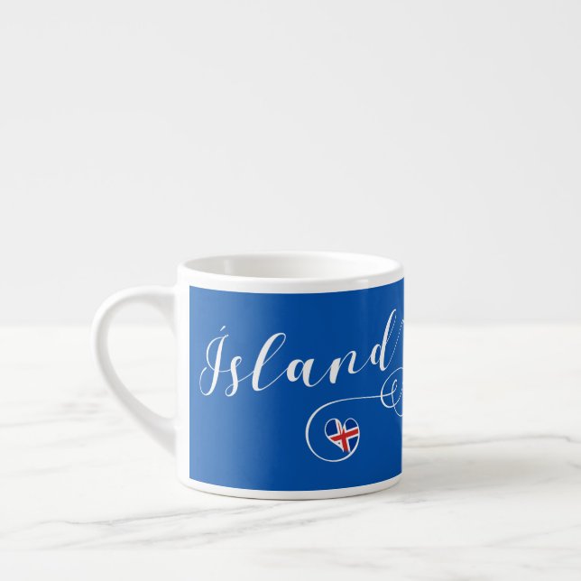 Ísland Iceland Heart Customizable Mug (Left)