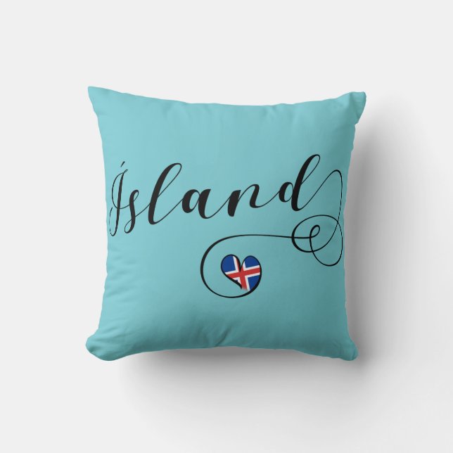 Ísland Iceland Heart   Throw Pillow (Front)