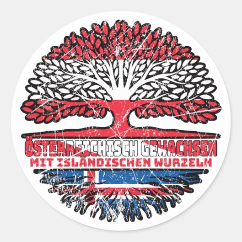 Island Islndisch sterreichisch sterreich Baum Classic Round Sticker