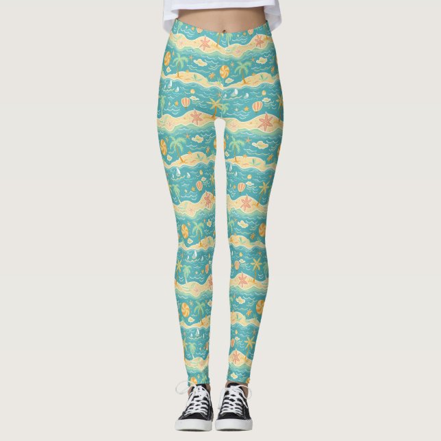 Island Life Is Synonymous To Beach Life Leggings (Front)