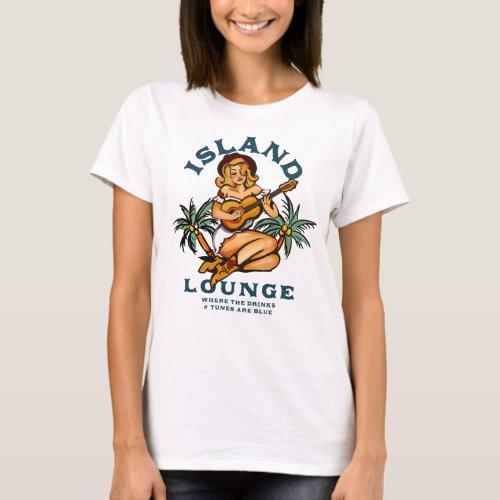 Island Lounge Tropical Musician Tattoo Guitar Girl T_Shirt