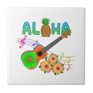 Island Music Ukulele Aloha Ceramic Tile