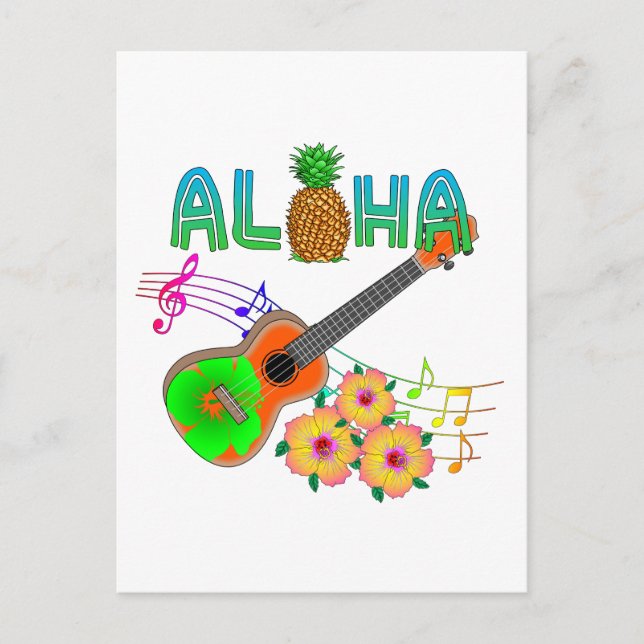Island Music Ukulele Aloha Postcard (Front)