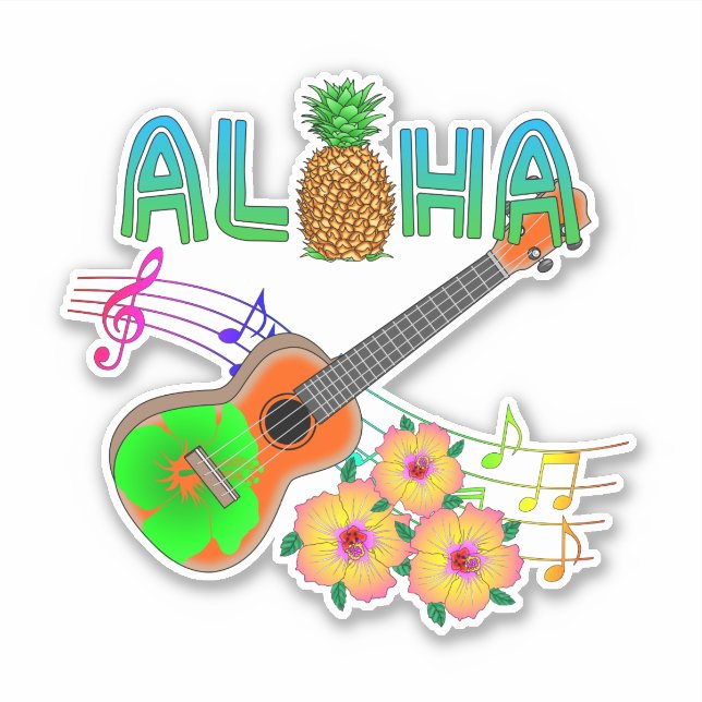 Island Music Ukulele Aloha Sticker (Front)