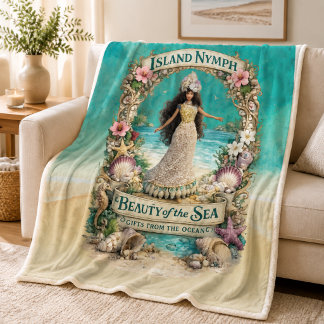 Island Nymph Tropical Spiritual Ocean Fantasy Art Fleece Blanket