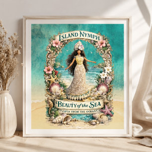 Island Nymph Tropical Spiritual Ocean Fantasy Art Poster