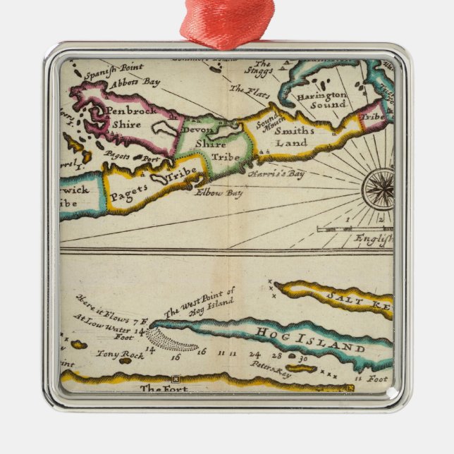 Island of Bermuda, Part of Providence Island Metal Ornament (Front)