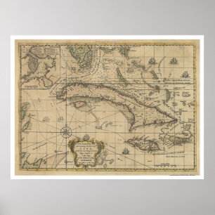 Island of Cuba Map - 1762 Poster