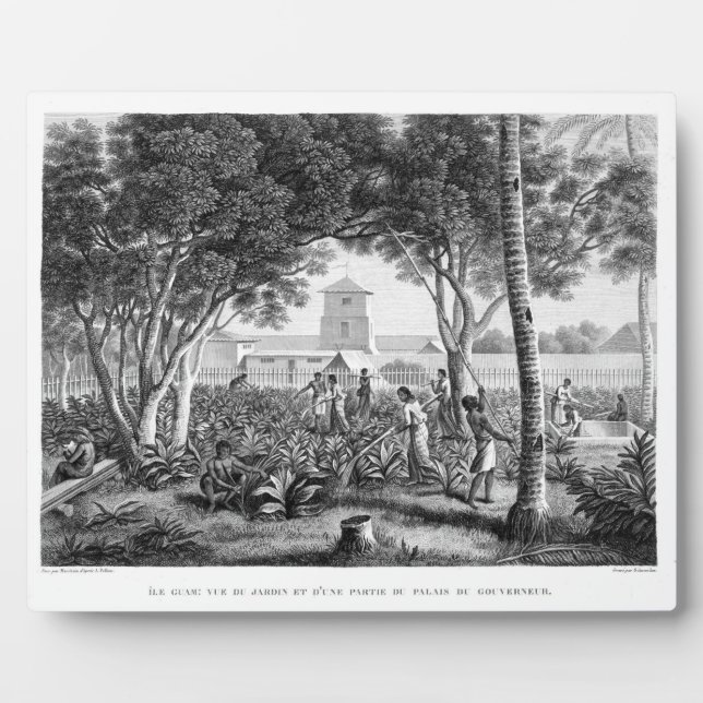 Island of Guam: Natives at Work in the Garden of t Plaque (Front)