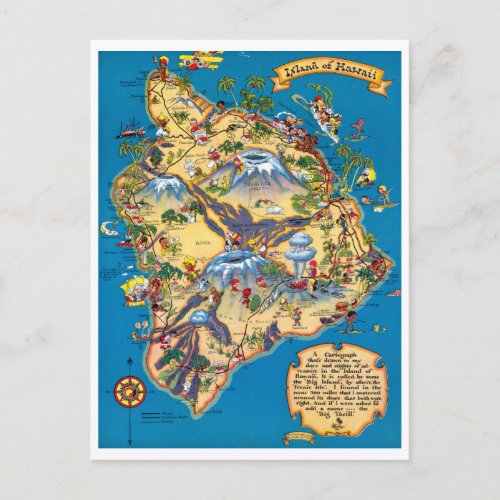 Island of Hawaii Funny Map Postcard
