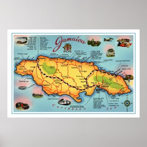 Island of Jamaica Poster Print