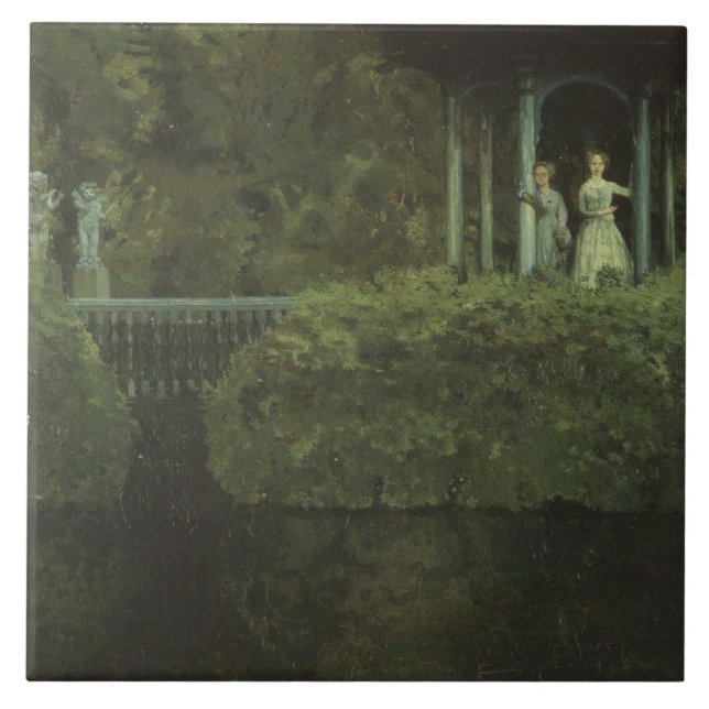 Island of Love (by Konstantin Somov) Ceramic Tile (Front)