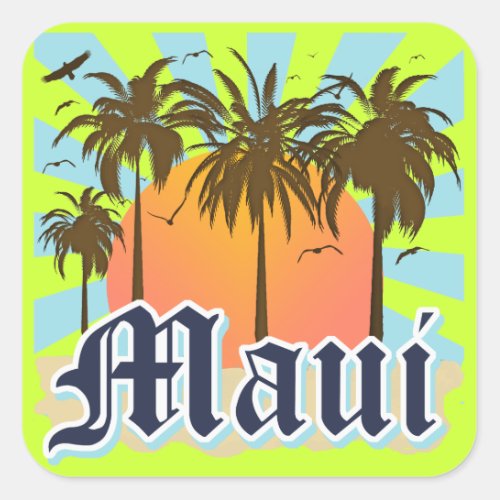 Island of Maui Hawaii Souvenir Square Sticker
