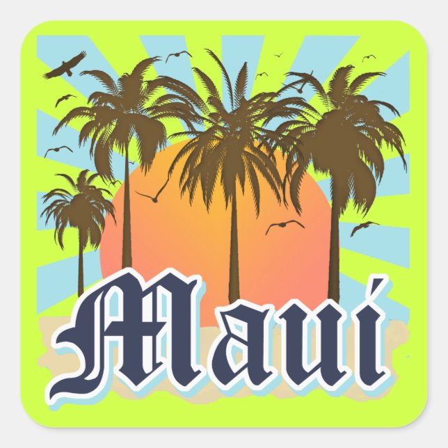 Island of Maui Hawaii Souvenir Square Sticker (Front)