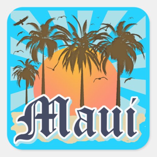 Island of Maui Hawaii Souvenir Square Sticker