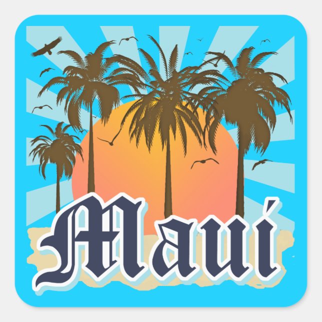 Island of Maui Hawaii Souvenir Square Sticker (Front)