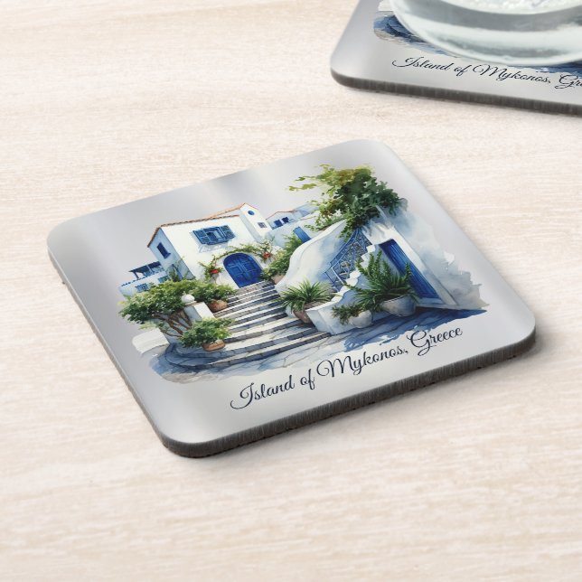 Island of Mykonos, Greece  Beverage Coaster (Left Side)