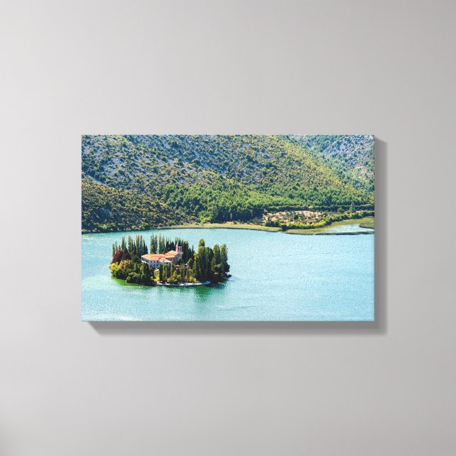 Island of Visovac monastery in Krka NP - Croatia Canvas Print (Front)