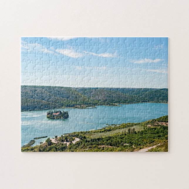 Island of Visovac monastery in Krka NP - Croatia Jigsaw Puzzle (Horizontal)