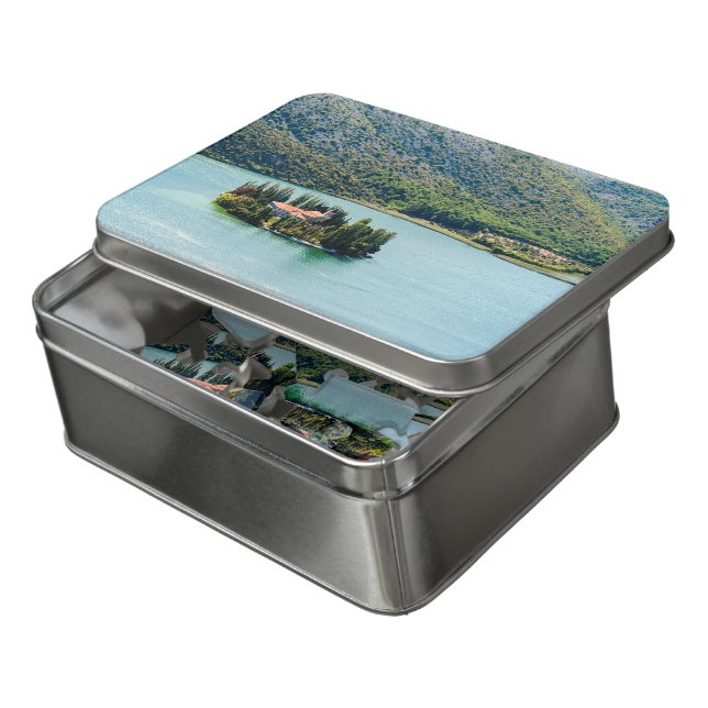 Island of Visovac monastery in Krka NP - Croatia Jigsaw Puzzle (Lid Open)