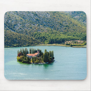 Island of Visovac monastery in Krka NP - Croatia Mouse Pad