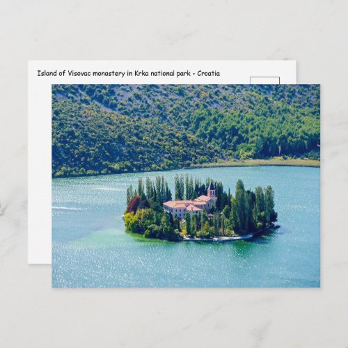 Island of Visovac monastery in Krka NP _ Croatia Postcard