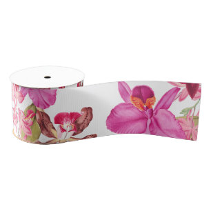 Island Orchid Floral Flowers Tropical Ribbon