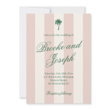 Island Palm Stripe Cabana Beach Retro pink wedding