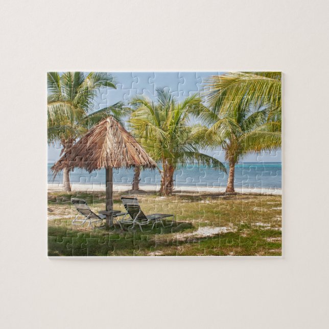 Island Palm Trees Ocean Sea Beach Sand Tropical Jigsaw Puzzle (Horizontal)