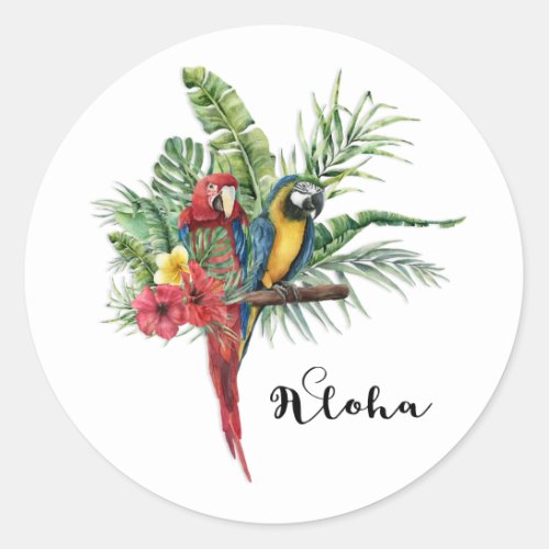 Island Paradise Birds Tropical Floral Botanical Classic Round Sticker