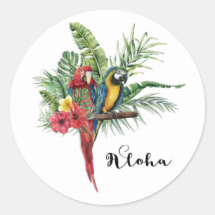Island Paradise Birds Tropical Floral Botanical Classic Round Sticker
