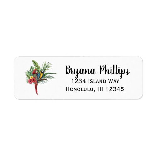 Island Paradise Birds Tropical Floral Botanical Label