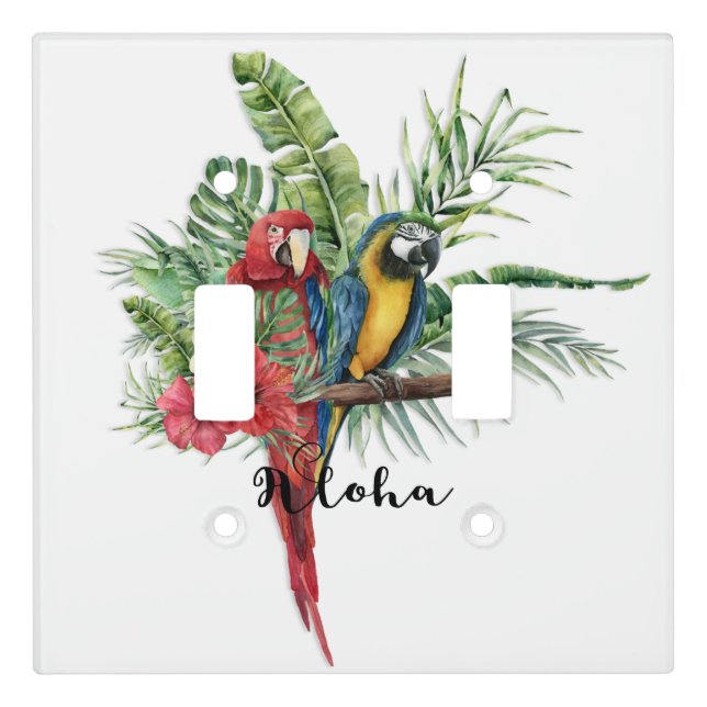 Island Paradise Birds Tropical Floral Botanical Light Switch Cover (Front)