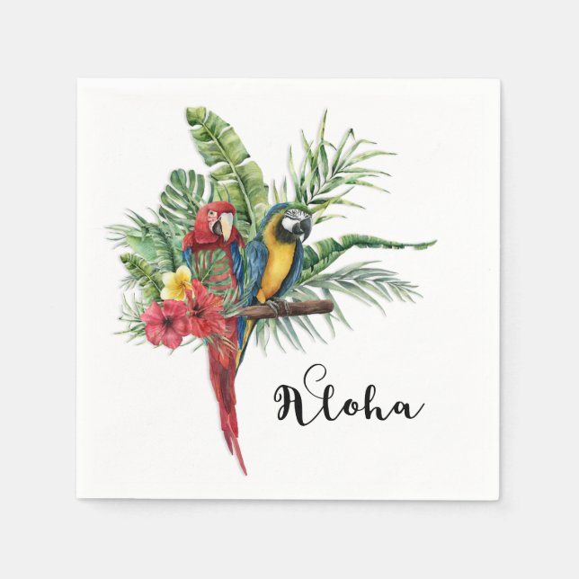 Island Paradise Birds Tropical Floral Botanical Napkins (Front)