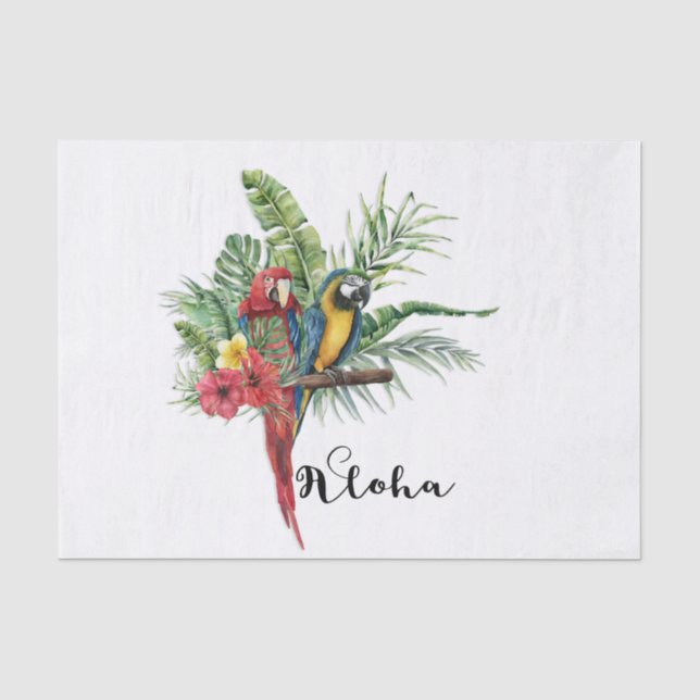 Island Paradise Birds Tropical Floral Botanical Tissue Paper (Front)