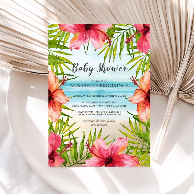 Island Paradise Tropical Beach Baby Shower Invitation (Creator Uploaded)