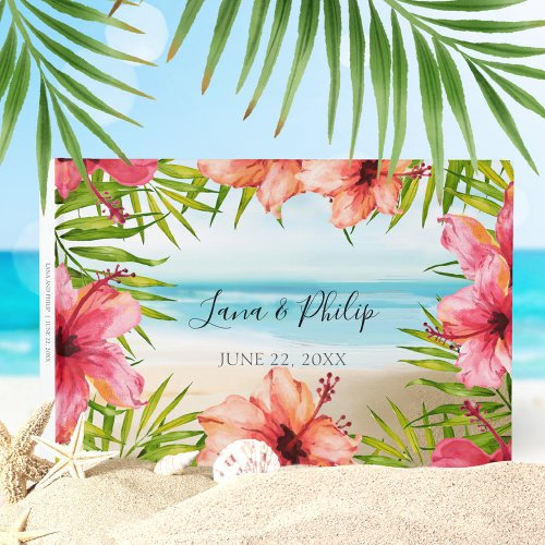 Island Paradise Tropical Beach Flower Palm Wedding Guest Book