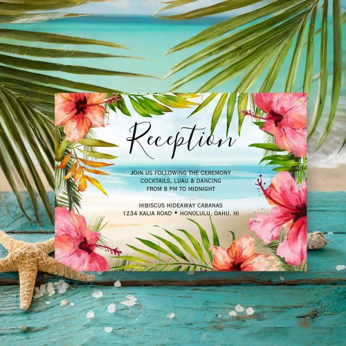Island Paradise  Tropical Beach Wedding Reception Enclosure Card