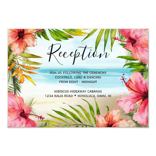 Island Paradise Tropical Beach Wedding Reception Invitation