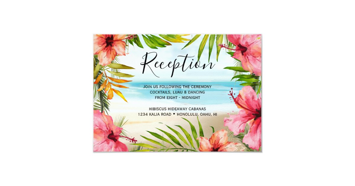 Island Paradise Tropical Beach Wedding Reception Invitation